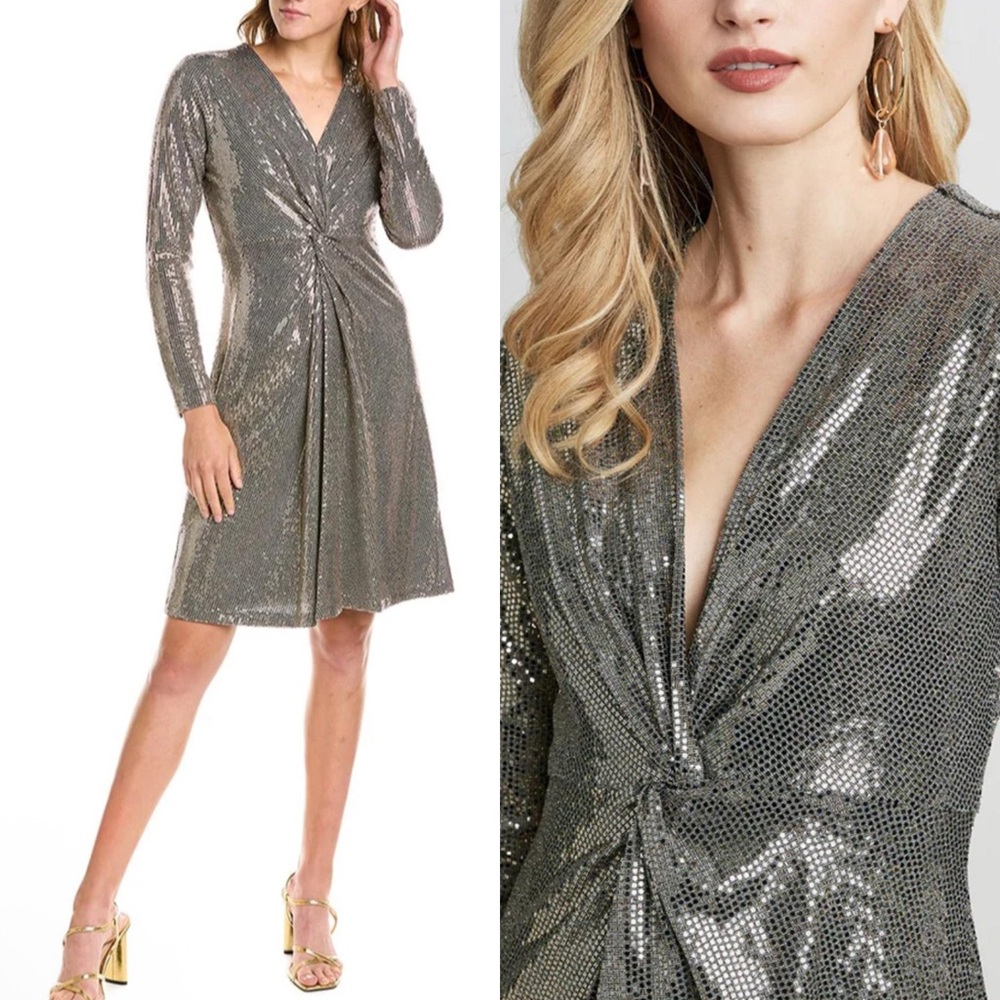 Elie Tahari Sequin Twist Cocktail Dress